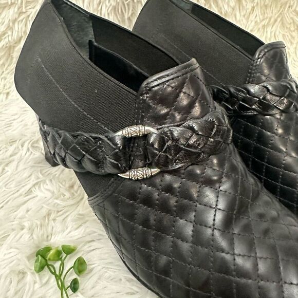 Brighton Roman Ankle Booties 3” Heel Braid Accent Black‎ Leather sz 9.5 M - Picture 4 of 10